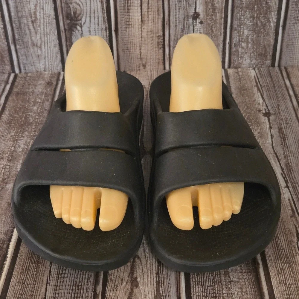 Sz M 9/ W‎ 11 Unisex OOFOS OOahh Black Recovery Comfort Slides Sandals VGUC!
